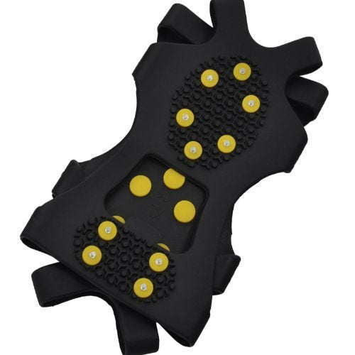 Winter Wise® 10-STUD Ice Snow Grips, Anti Slip Winter Ice Grippers Universal Slip-on Stretch fit Snow & Ice Spikes Traction Cleats Crampons with 20 Extra Studs