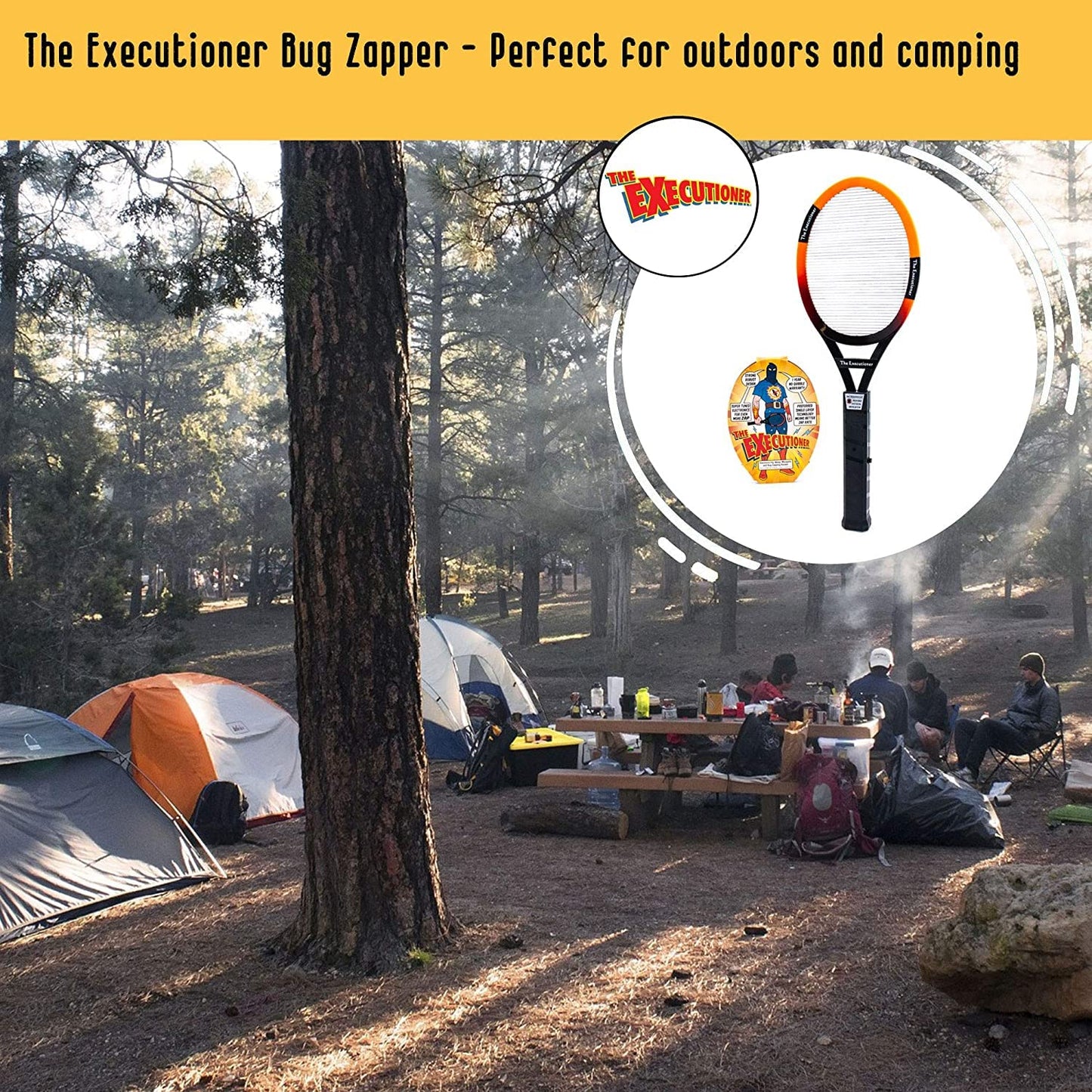 The Executioner Electric Bug Zapper Fly Swatter Wasp, Mosquito, Bug, Insect Killer Single Layer Racket Efficient Zapping Indoor Outdoor Long Handle 50cm