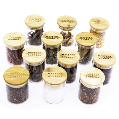 150ml Glass Storage Jars with Bamboo Lids 12pcs Airtight Kitchen Containers for Storage Canister for Spices Clear Preserving Seal Containers Masters & Burrell