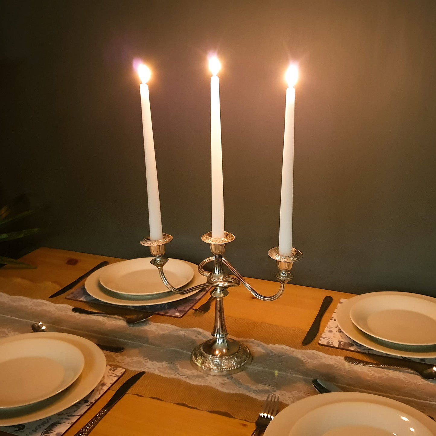 Glo-Wax Tapered Dinner Candles Ivory or White Dripless Unscented 8 Hour Long Burning Time 2.2 x 30cm Classic Decorative Wedding Romantic Tall Candles