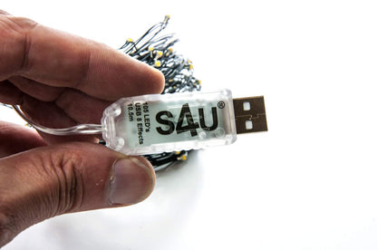 100 LED Fairy Lights 10.5M Now with 105 LEDs 8 Function USB Power Supply Copper & Black Wire S4U