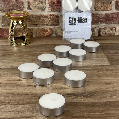 Glo-Wax Giant Tea Lights – Extra Large Unscented Long Burning Tea Lights Candles for Home & Outdoor Ambience, 10-Hour Maxi Candles – White Wax Set for Decor, Events & Relaxation
