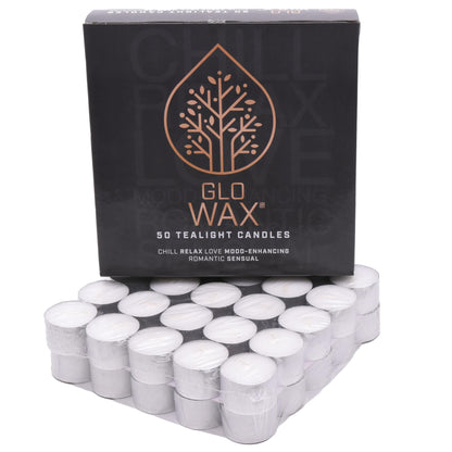 Glo-Wax Tea Lights Candles 8 Hour Burn White Unscented T Lights Quality Long Lasting for Home Décor 3.7 x 2.4cm