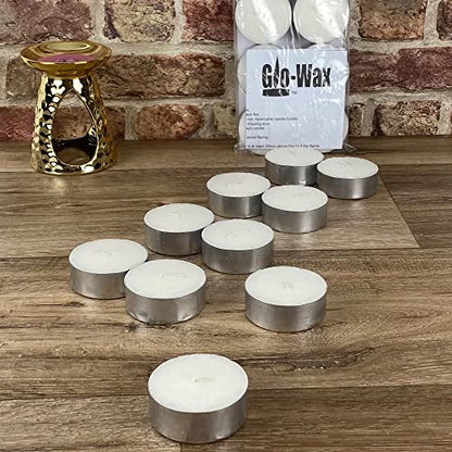 Glo-Wax Giant Tea Lights – Extra Large Unscented Long Burning Tea Lights Candles for Home & Outdoor Ambience, 10-Hour Maxi Candles – White Wax Set for Decor, Events & Relaxation