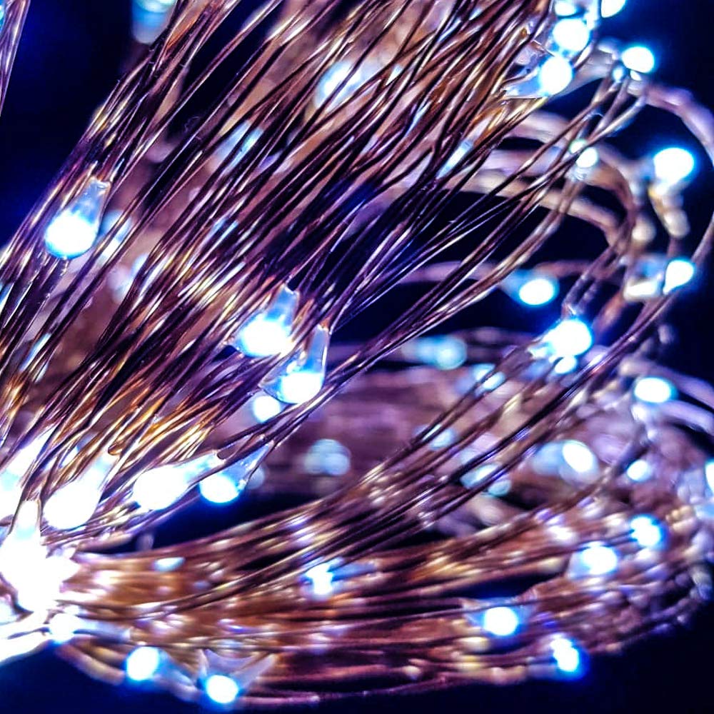 100 LED Fairy Lights 10.5M Now with 105 LEDs 8 Function USB Power Supply Copper & Black Wire S4U