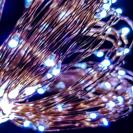 100 LED Fairy Lights 10.5M Now with 105 LEDs 8 Function USB Power Supply Copper & Black Wire S4U