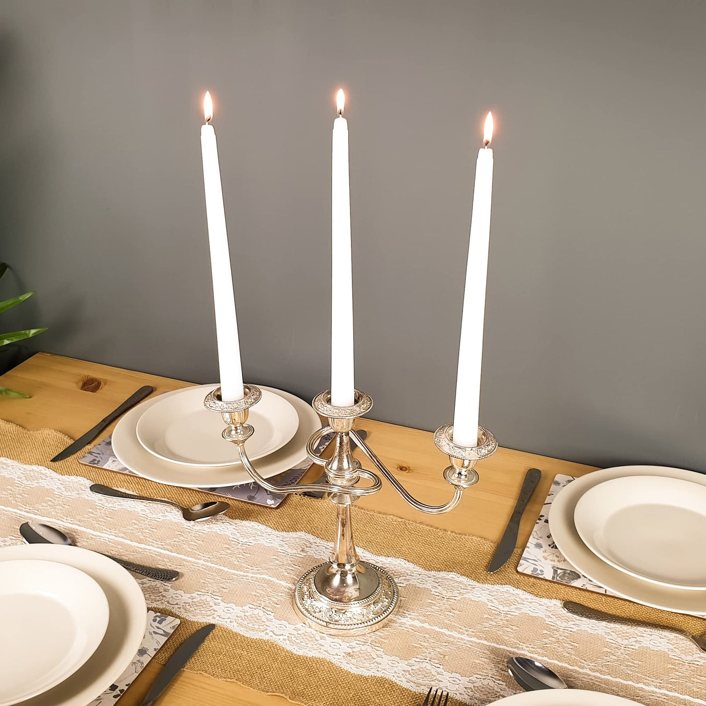 Glo-Wax Tapered Dinner Candles Ivory or White Dripless Unscented 8 Hour Long Burning Time 2.2 x 30cm Classic Decorative Wedding Romantic Tall Candles