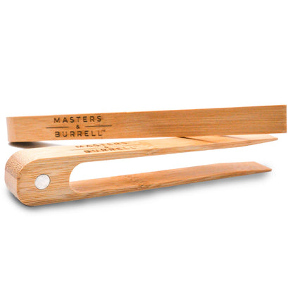Masters & Burrell Magnetic Bamboo Toaster Tongs Kitchen Tongs for Grabbing Toast with Strong Magnet to Easily Attach on The Toaster 22cm x 2cm Set of 2