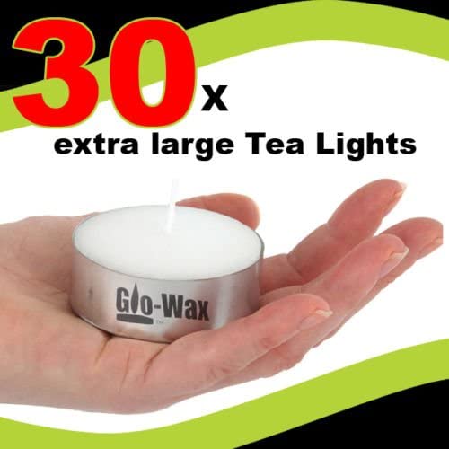 Glo-Wax Giant Tea Lights – Extra Large Unscented Long Burning Tea Lights Candles for Home & Outdoor Ambience, 10-Hour Maxi Candles – White Wax Set for Decor, Events & Relaxation
