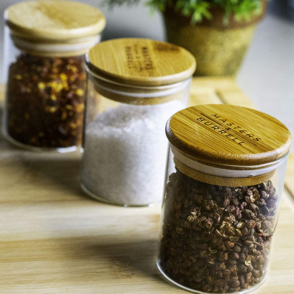 150ml Glass Storage Jars with Bamboo Lids 12pcs Airtight Kitchen Containers for Storage Canister for Spices Clear Preserving Seal Containers Masters & Burrell