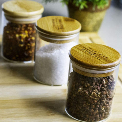150ml Glass Storage Jars with Bamboo Lids 12pcs Airtight Kitchen Containers for Storage Canister for Spices Clear Preserving Seal Containers Masters & Burrell