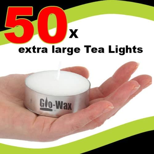 Glo-Wax Giant Tea Lights – Extra Large Unscented Long Burning Tea Lights Candles for Home & Outdoor Ambience, 10-Hour Maxi Candles – White Wax Set for Decor, Events & Relaxation
