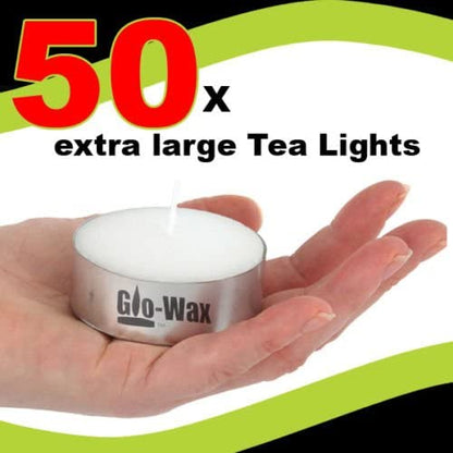 Glo-Wax Giant Tea Lights – Extra Large Unscented Long Burning Tea Lights Candles for Home & Outdoor Ambience, 10-Hour Maxi Candles – White Wax Set for Decor, Events & Relaxation