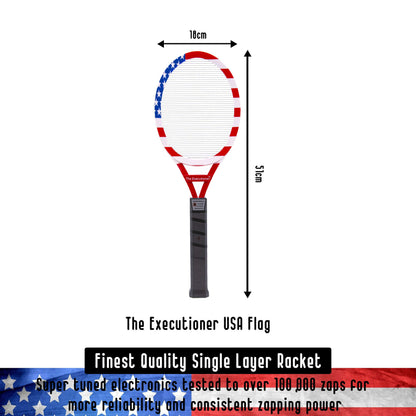 The Executioner USA Flag Electric Fly Swatter Bug Zapper Racket Fly Wasp Mosquito Insect Killer Single Layer Pest Control for Indoor and Outdoor