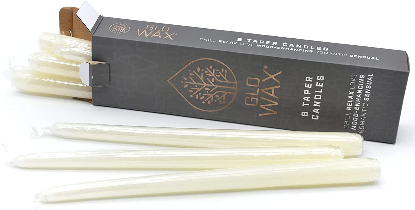 Glo-Wax Tapered Dinner Candles Ivory or White Dripless Unscented 8 Hour Long Burning Time 2.2 x 30cm Classic Decorative Wedding Romantic Tall Candles